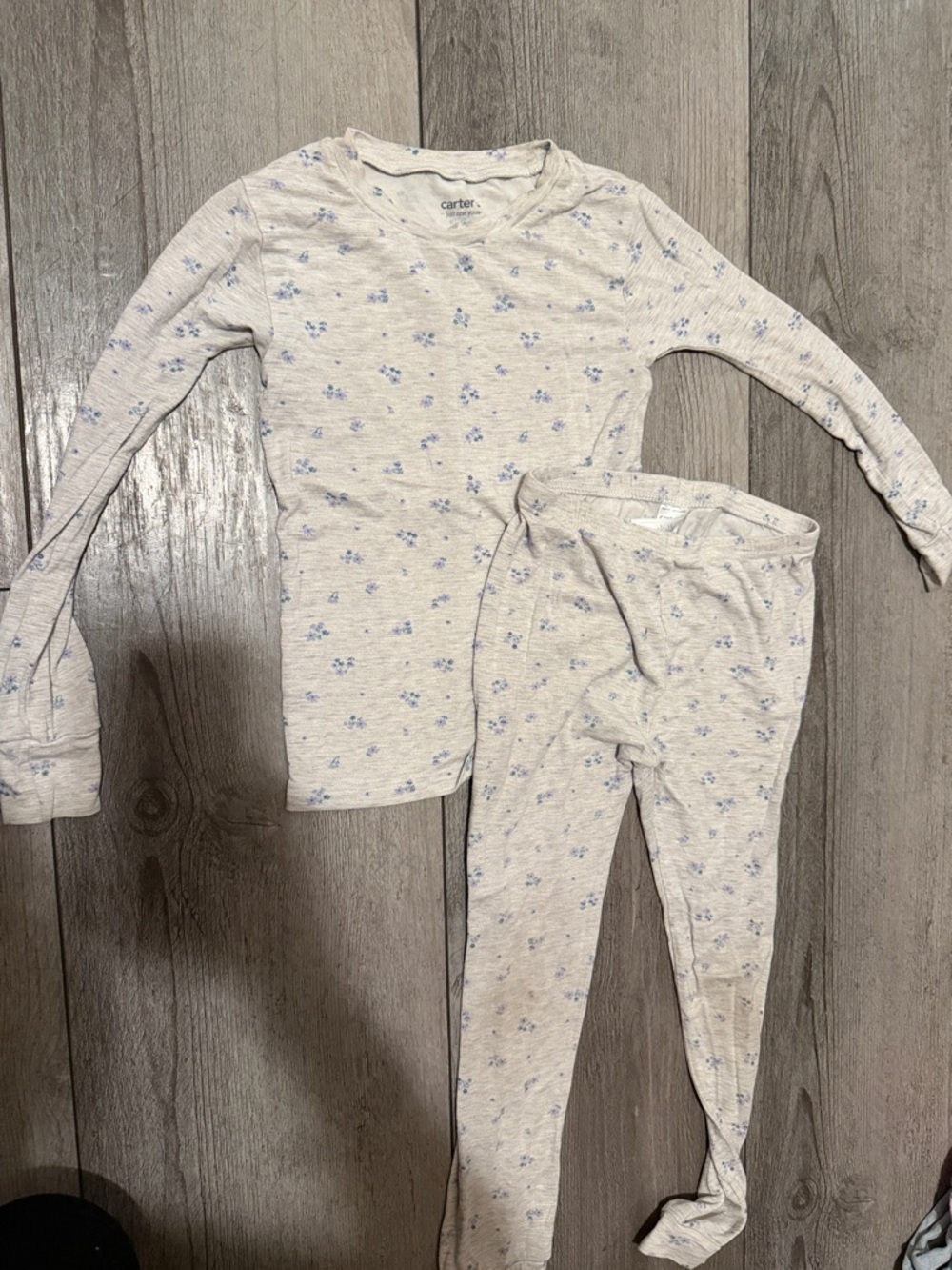 Carter's Cream and Light Blue Floral Kids Pajama Set
